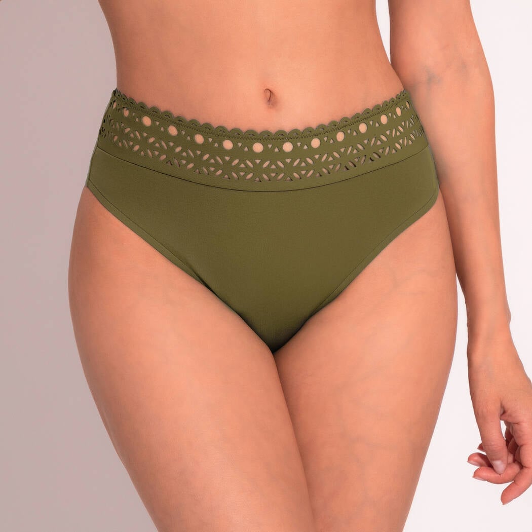 Bikini Slip kaki Ajourage couture - flanesyfresones