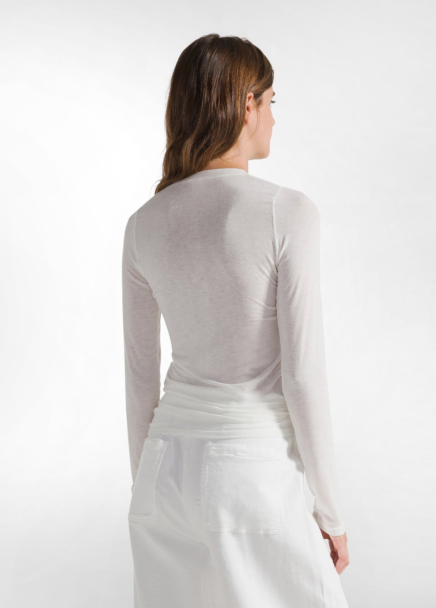 CASHMERE BLEND WHITE BUTTONED T-SHIRT