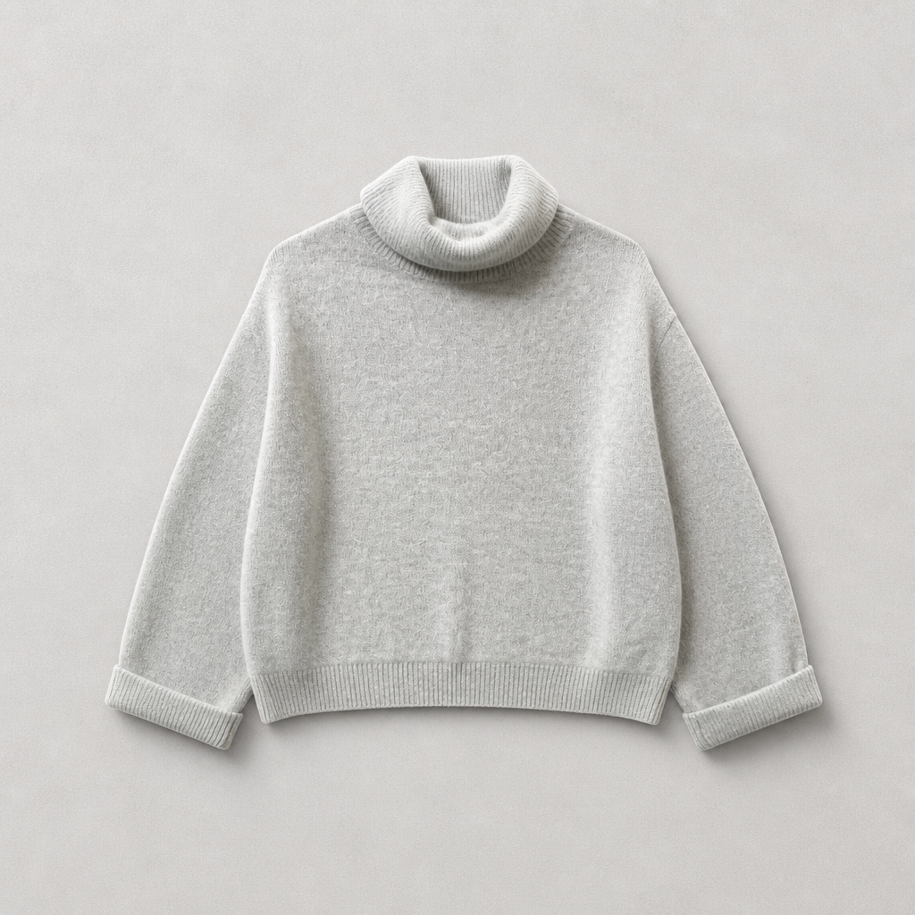 Jersey cuello alto gris perla