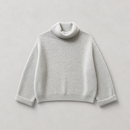 Jersey cuello alto gris perla