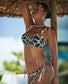 Biquini top bandeau negro/dorado