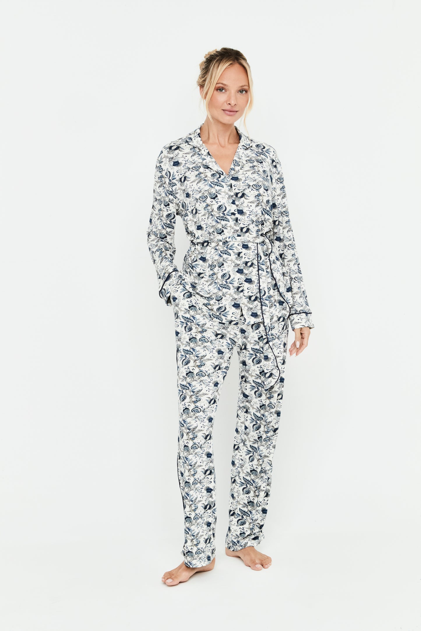 Pijama Mujer Camisero estampado azul