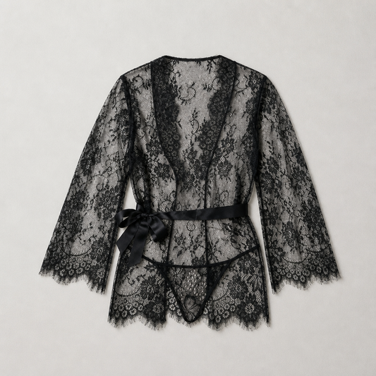 Kimono negro encaje
