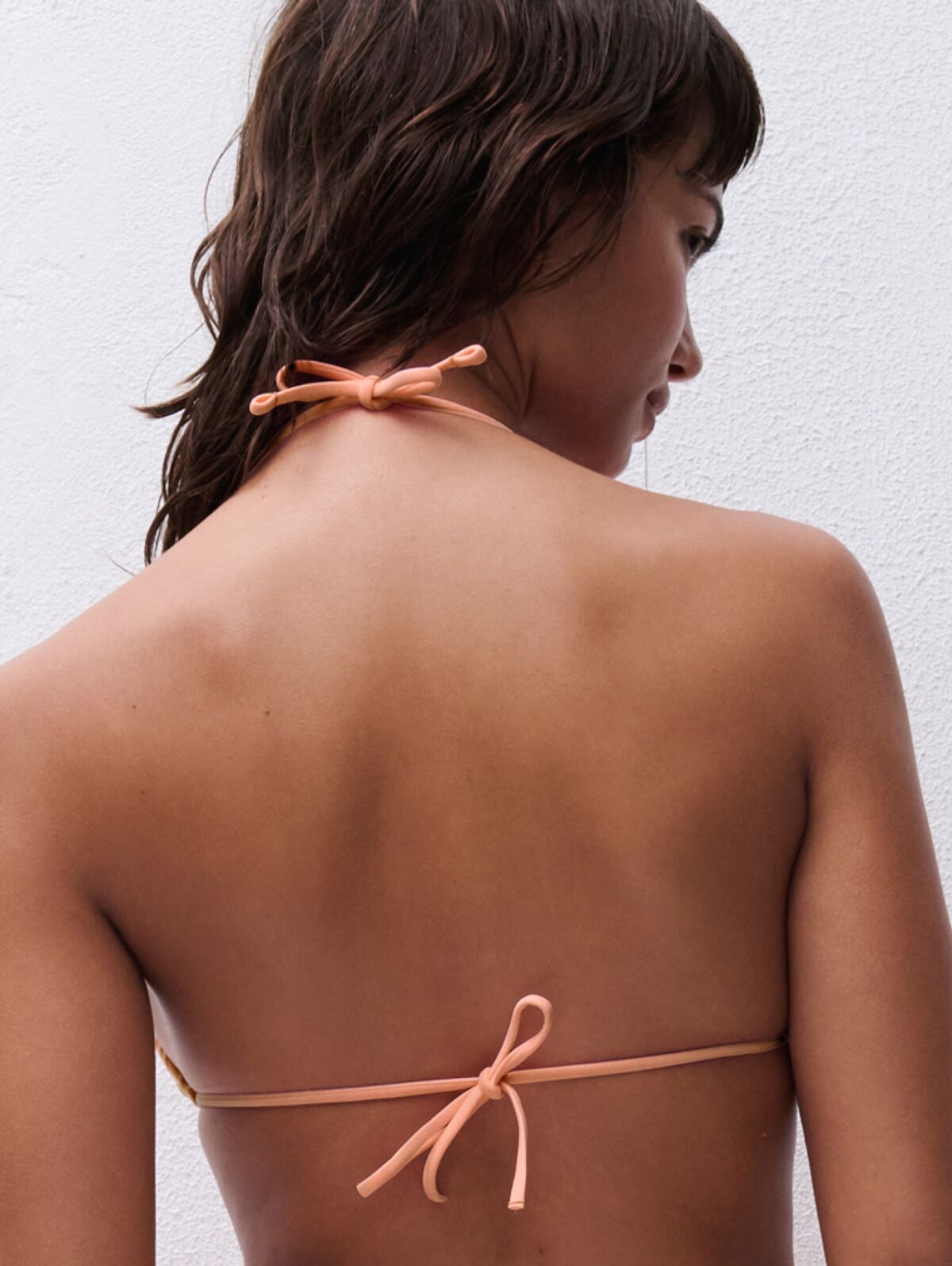Top bikini melocotón triángulo con relleno extraíble - flanesyfresones