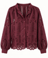 Camisa bordada calada de estilo romántico
