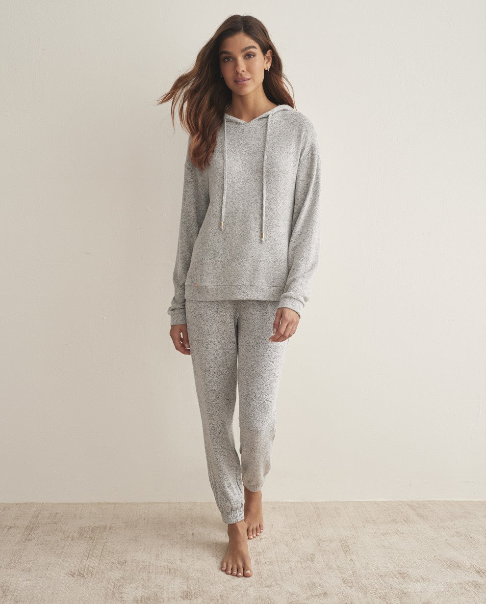 Pijama capucha set gris