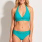 Bikini Triangular turquesa ajourage couture negro - flanesyfresones