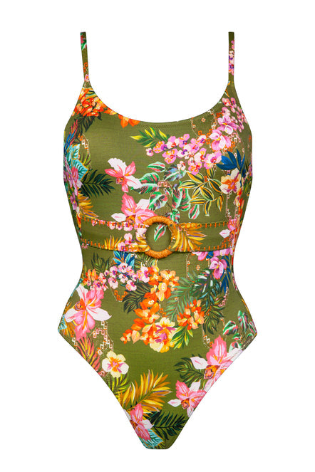 Bañador Cuello en U Sunset Florals Olive