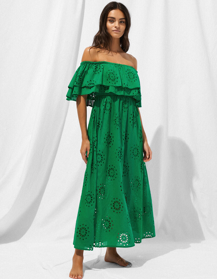 Vestido con volantes Riviera Notes Green