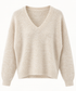 Jersey off white mujer de punto suave con escote pico