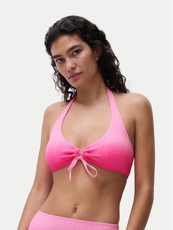 Top bikini halter en fucsia  con relleno extraíble - flanesyfresones