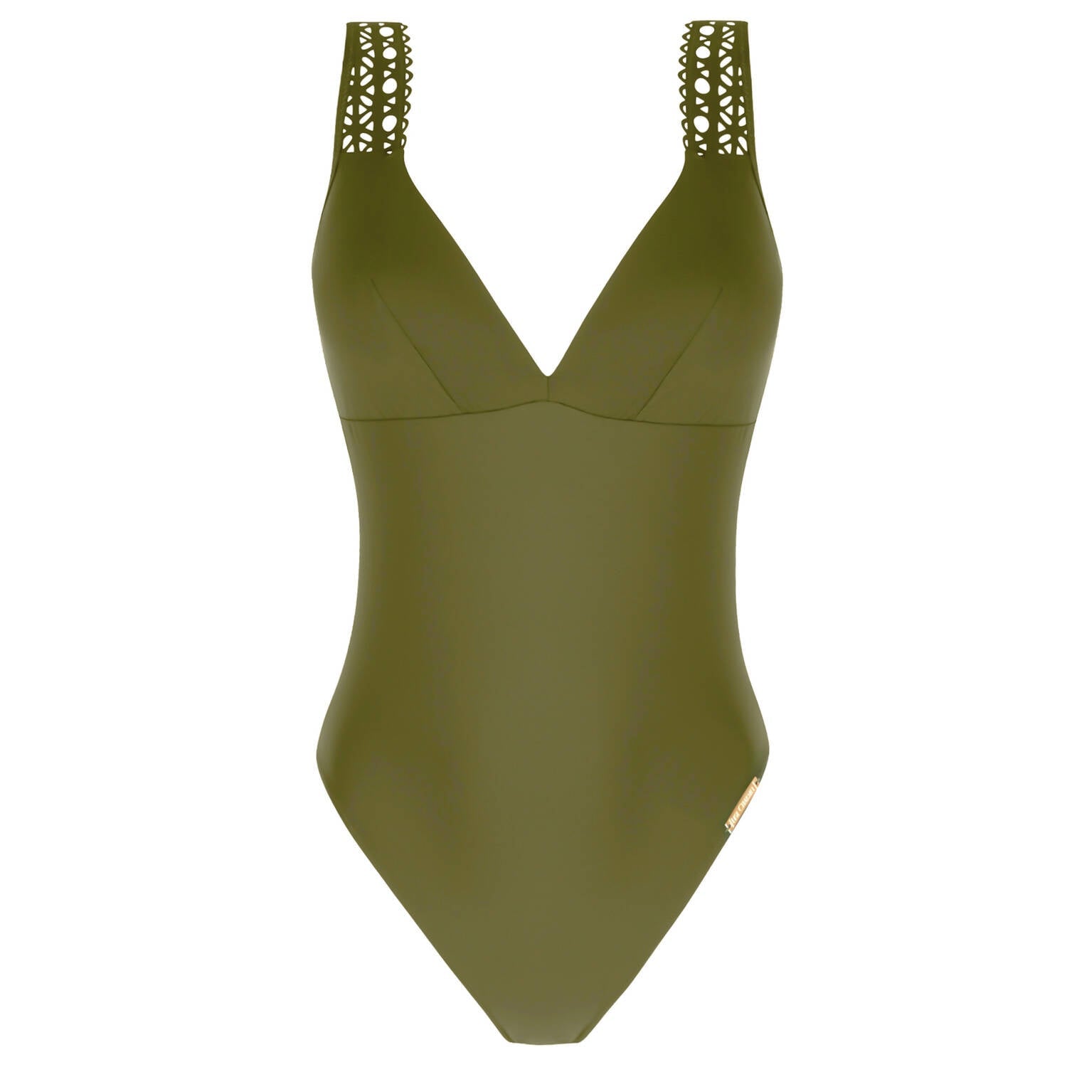 ABA6915C Bañador kaki Ajourage couture - flanesyfresones