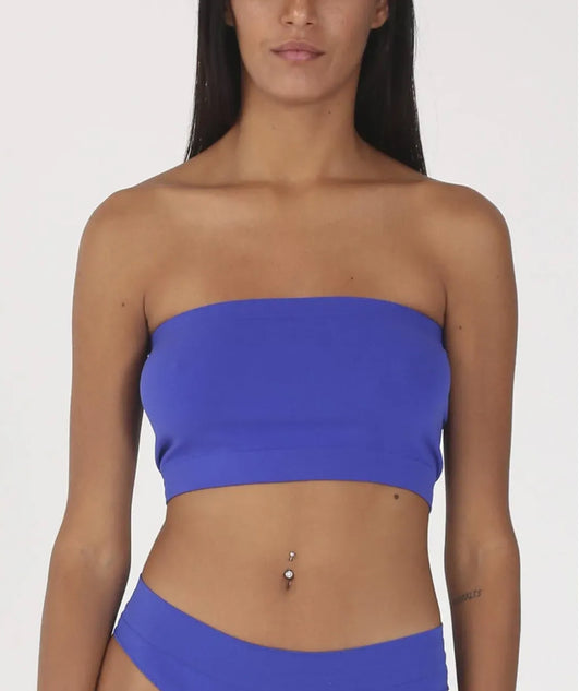 Top azul Bandeau Sin Tirantes
