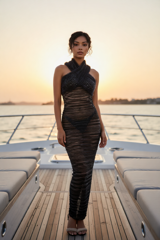 Vestido largo transparente