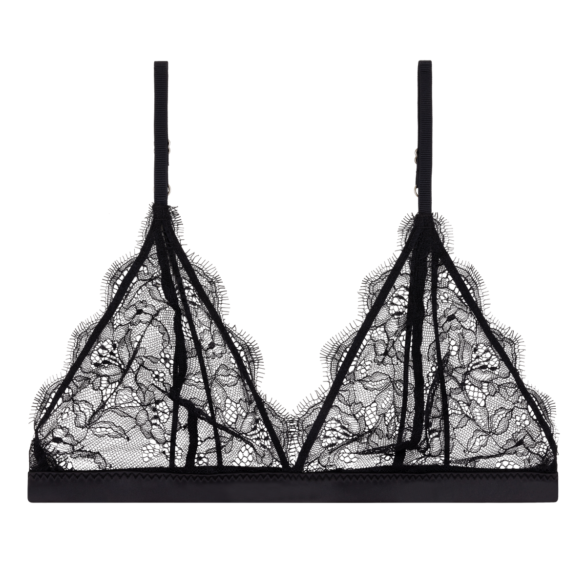 Sujetador bralette de encaje sin relleno negro