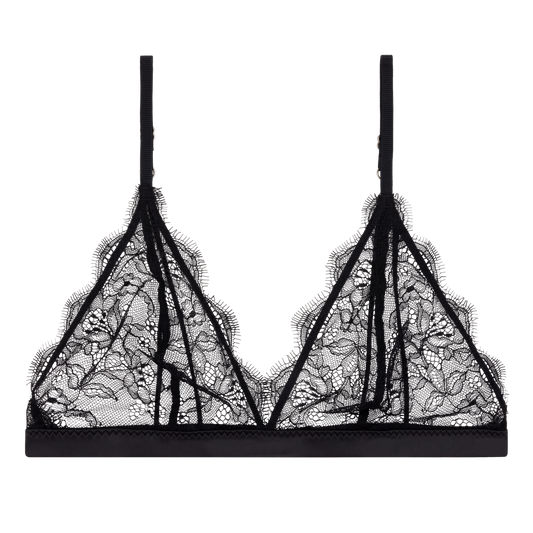 Sujetador bralette de encaje sin relleno negro