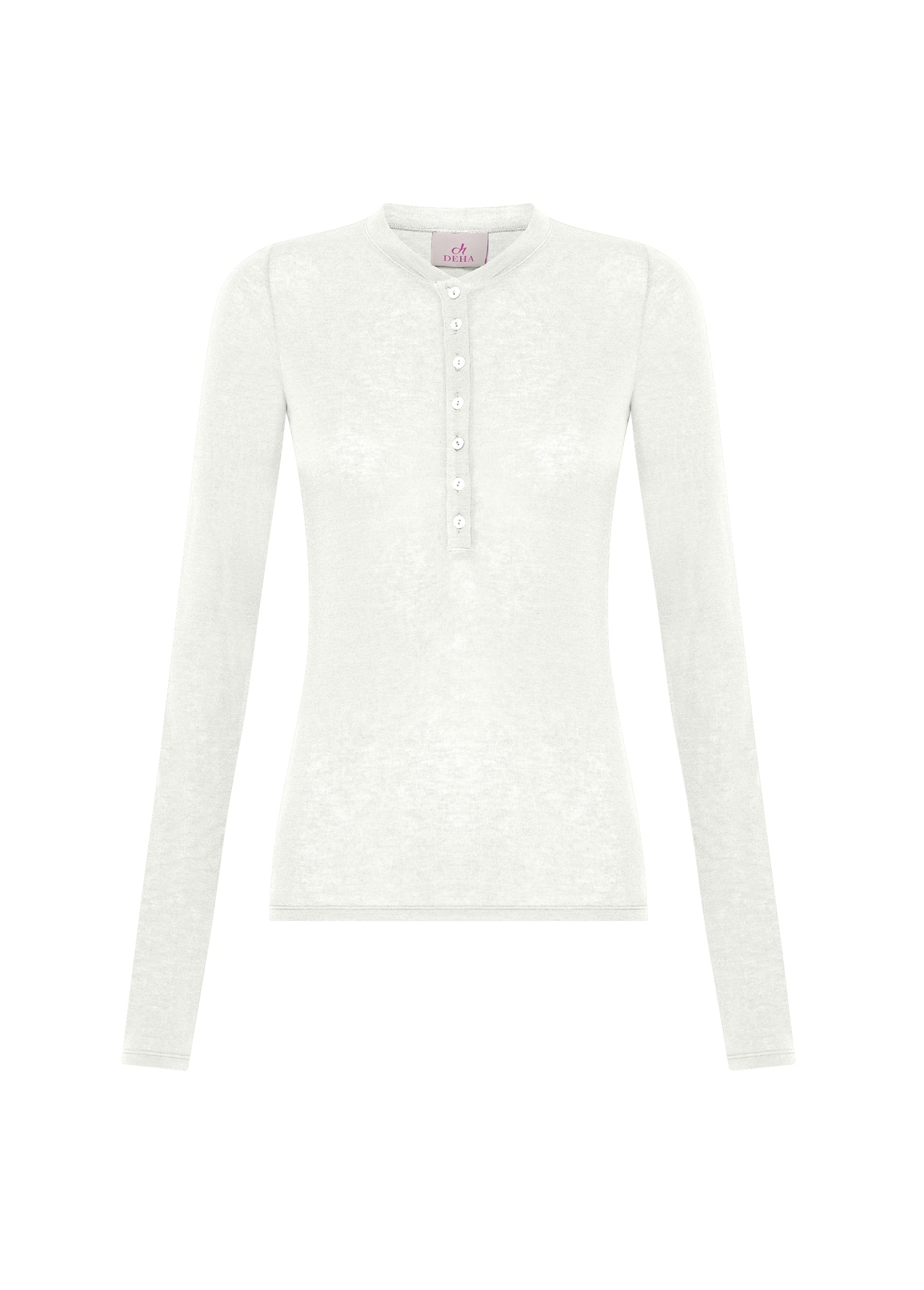 CASHMERE BLEND WHITE BUTTONED T-SHIRT