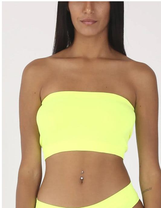 Top amarillo  Bandeau Sin Tirantes