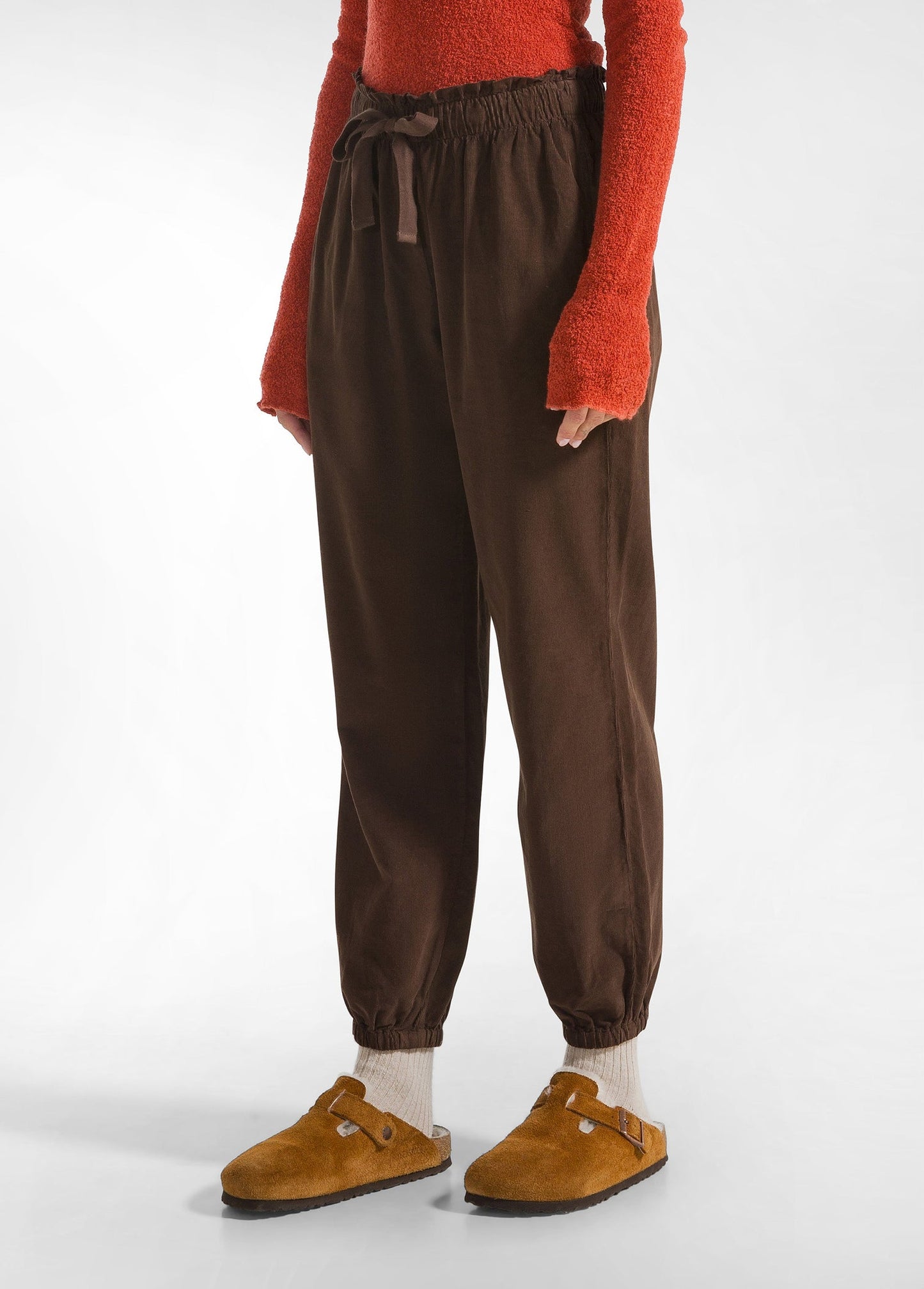 DRAWSTRING CORDUROY PANTS GLACE' BROWN