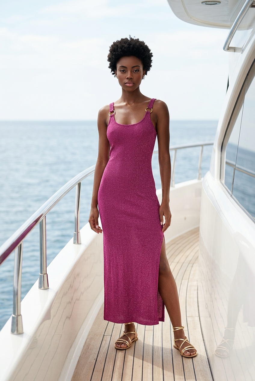Vestido Amiva Goldenrib - Cyclamen - flanesyfresones