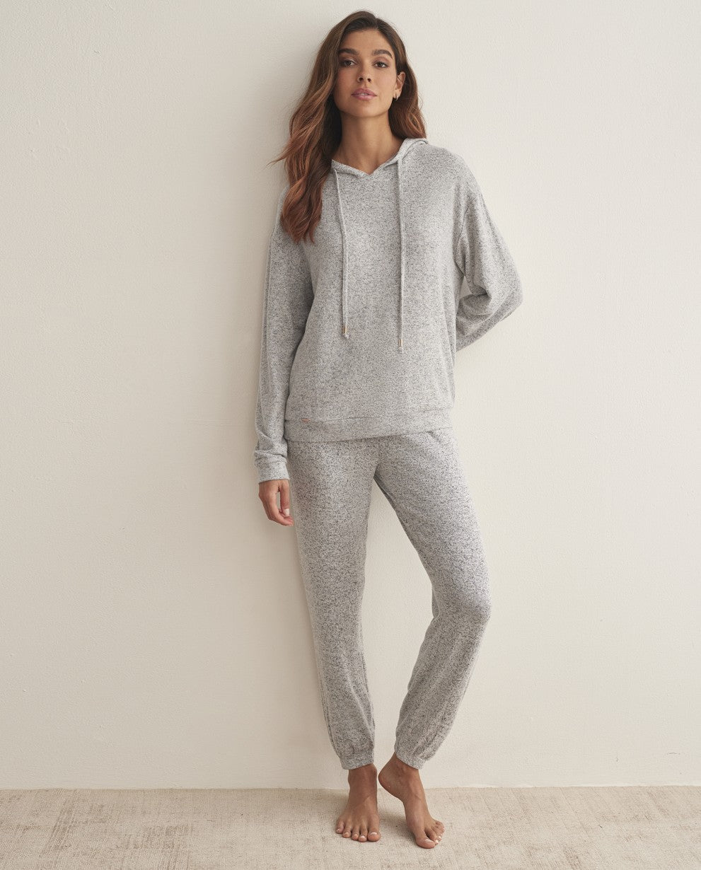 Pijama capucha set gris