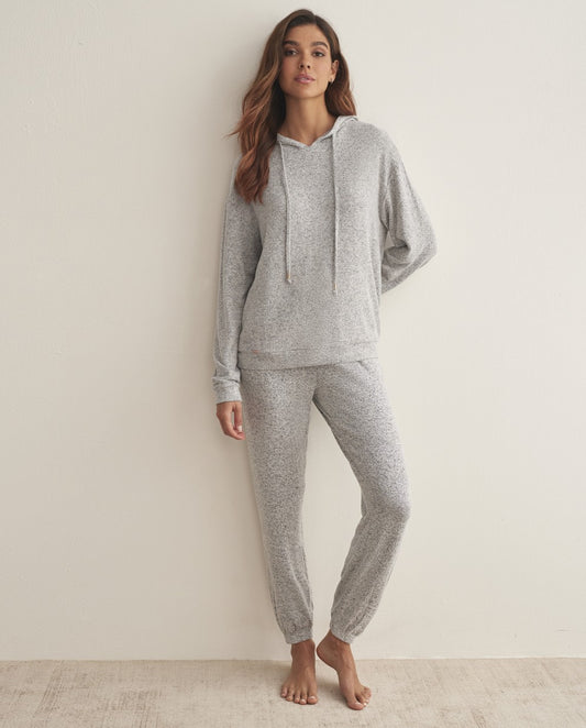 Pijama capucha set gris