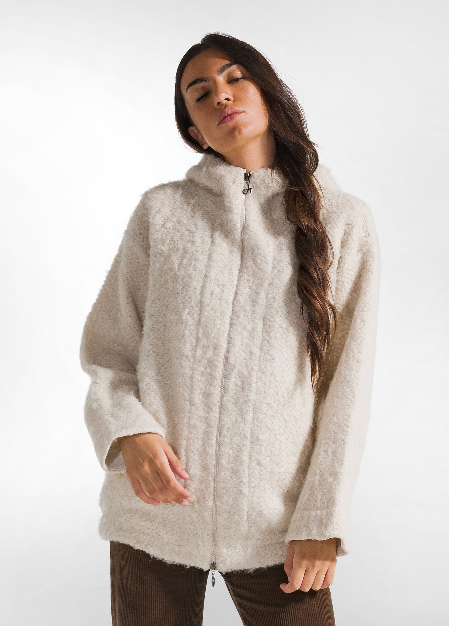 WOOLY BOUCLE' COAT CREAM