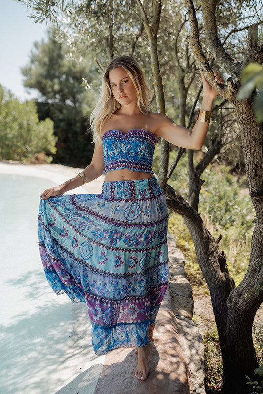 Lombok Blue Long Skirt - flanesyfresones