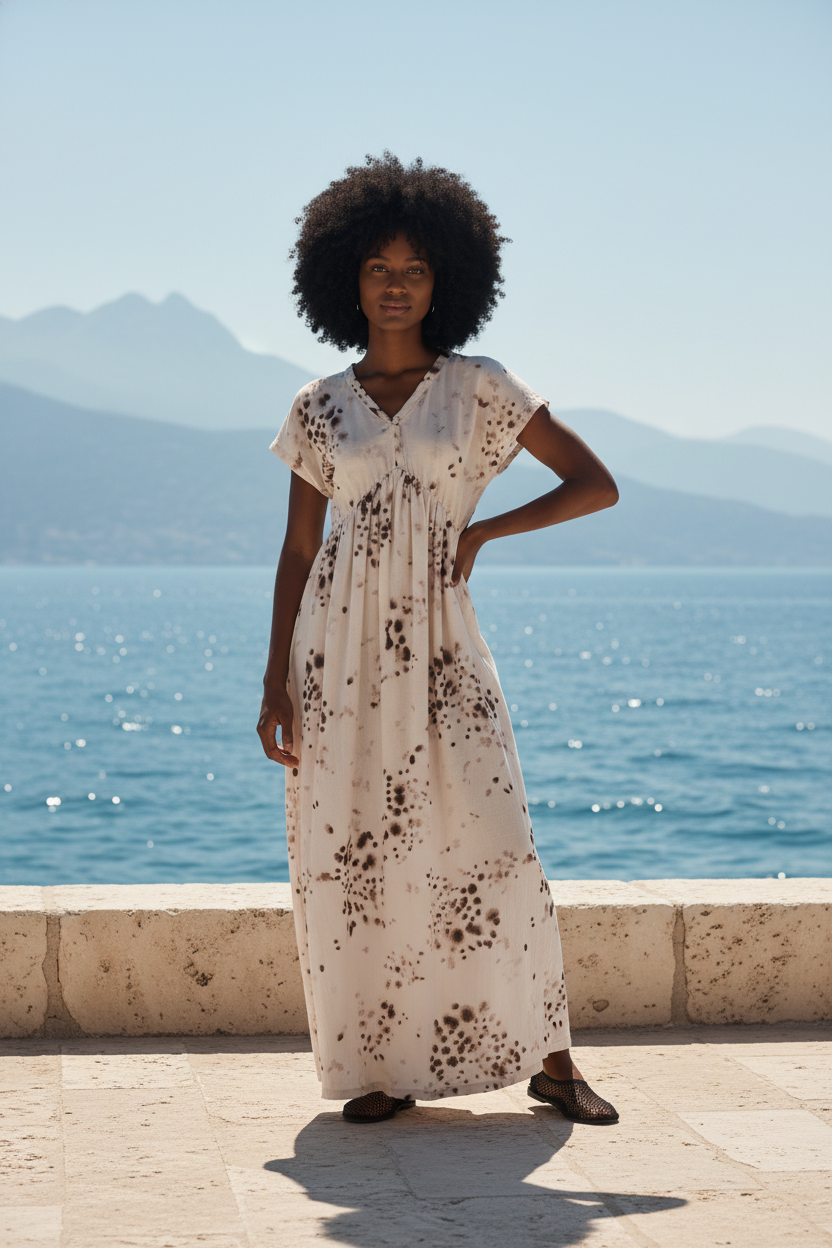 VESTIDO NATURAL DOTS - flanesyfresones