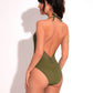 ABA9815 Bañador kaki Ajourage couture - flanesyfresones