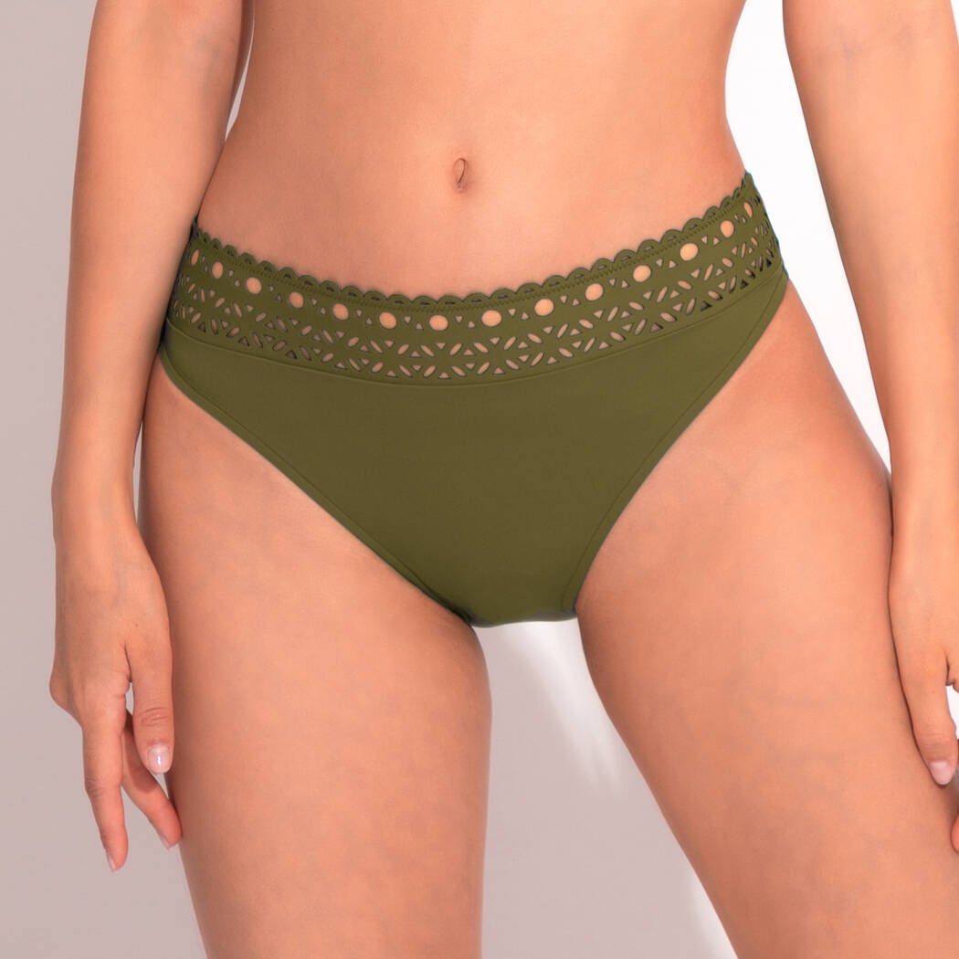 Bikini Slip kaki Ajourage couture - flanesyfresones