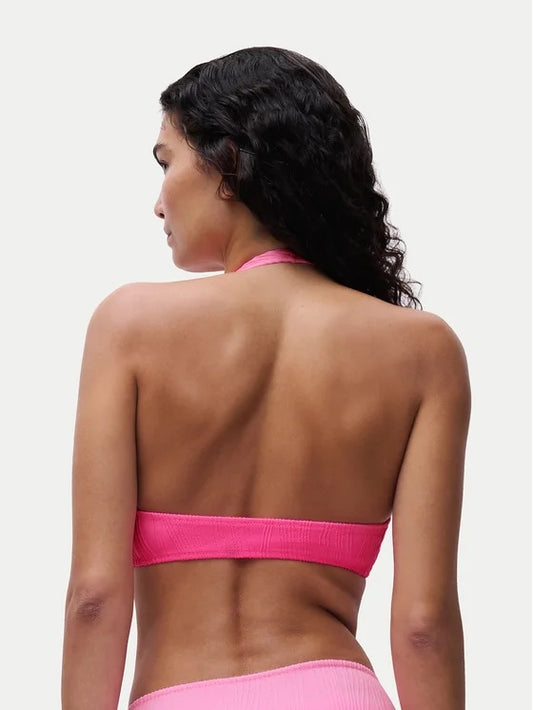 Top bikini halter en fucsia  con relleno extraíble - flanesyfresones