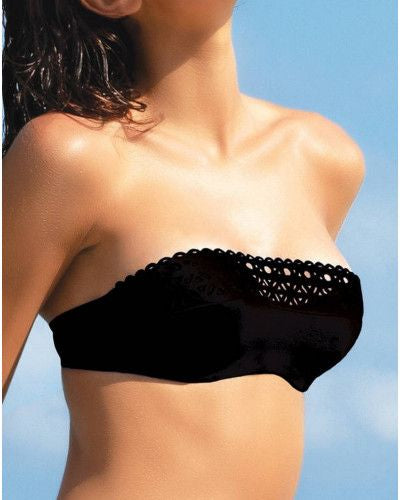 Bikini bandeau ajourage couture negro