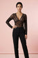Body manga larga  negro encaje