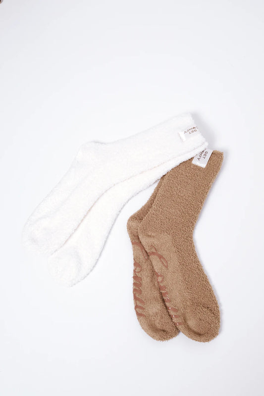 Comfy socks 2-pack latte/ecru