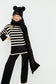 Set de Gorro y Bufanda con Pompones Negro