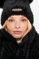 Set de Gorro y Bufanda con Pompones Negro