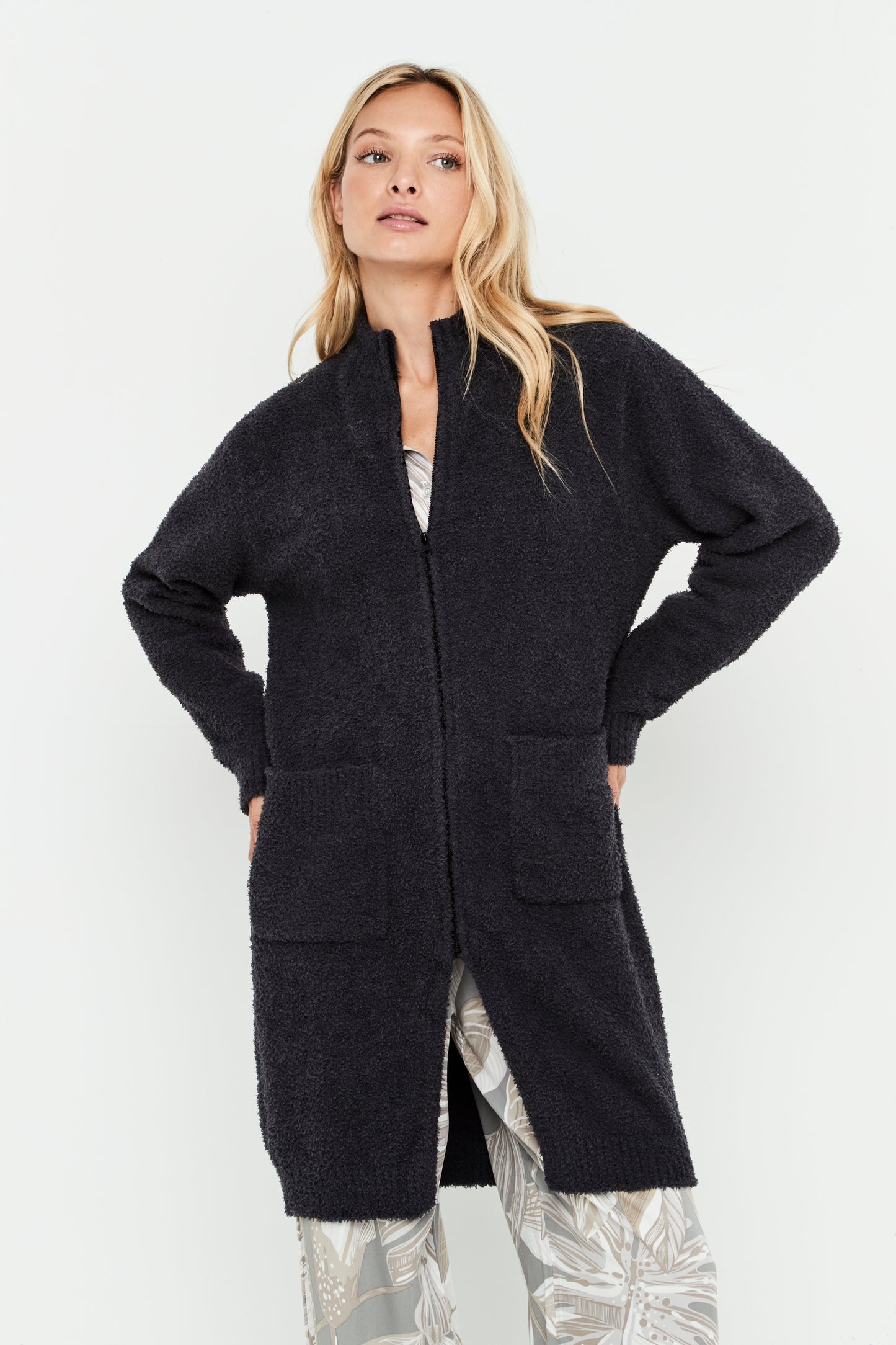 Chaqueta Cremallera Larga Gris