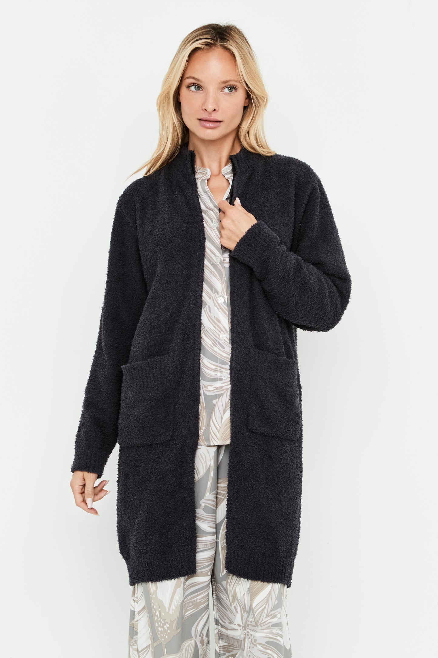 Chaqueta Cremallera Larga Gris