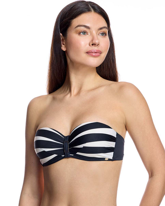 Biquini top bandeau blanco y negro