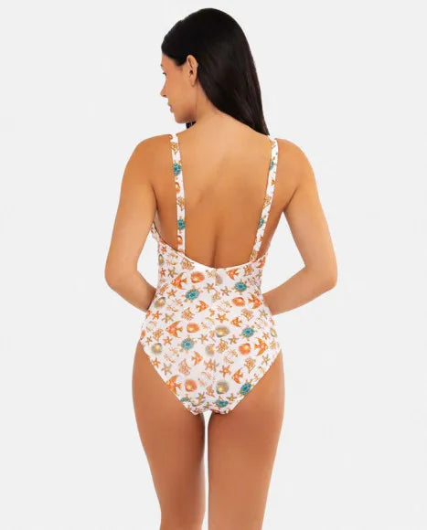 Bañador  blanco estampado