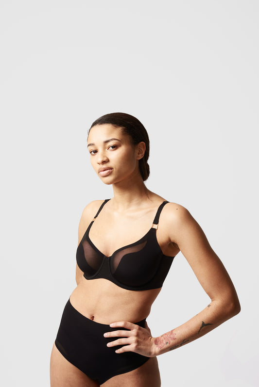 Sujetador negro, pure light - flanesyfresones